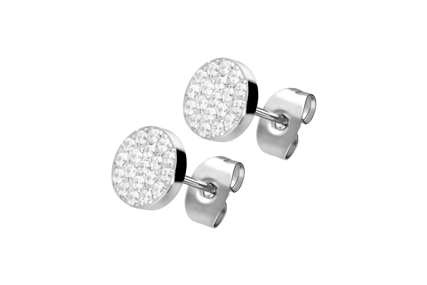 Titan Ohrstecker DISC + EINGEFASSTE KRISTALLE von Piercingline